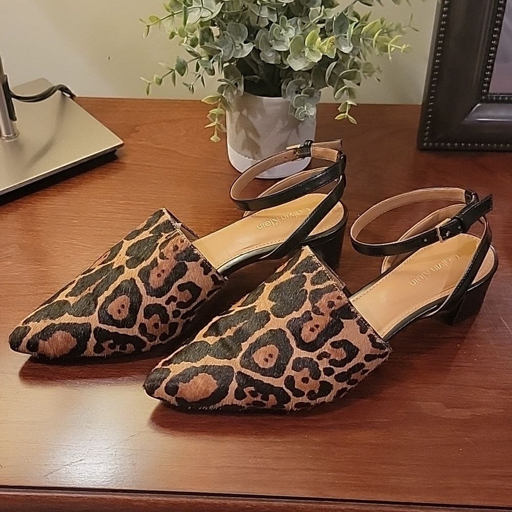 Calvin Klien leopard print mules
